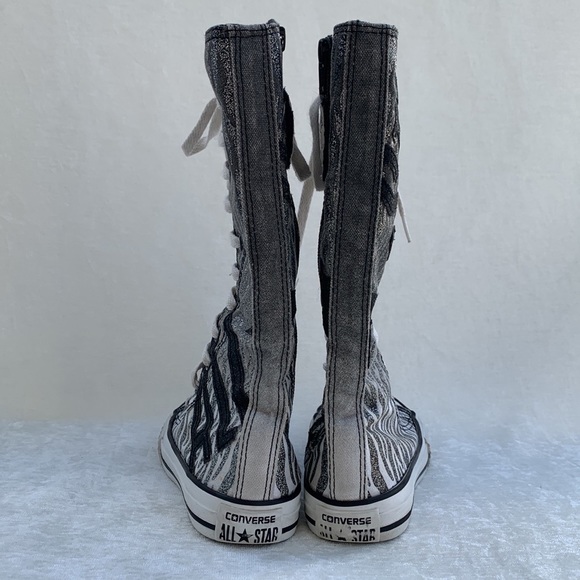 Converse All-Star Zebra Print High/Tall Lace-up Black, Gray, Glitter Sneakers - Picture 9 of 17